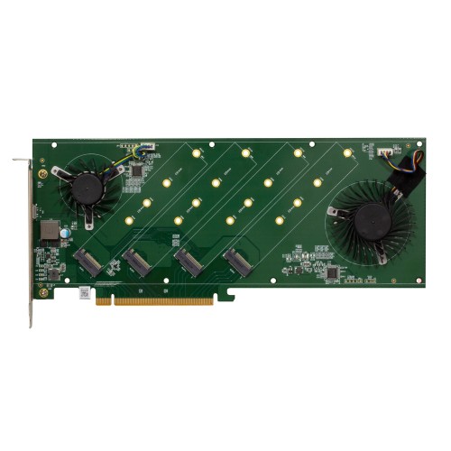 PCIe GEN4 QUAD M.2 RISER CARD/最大4基のPCIe Gen4 M.2 SSD搭載可能なライザーカード/PCIe 4.0 x16接続/NVMe M.2 2242/2260/2280/22110をサポート/RAID 0/1/10をサポート