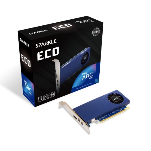 SPARKLE Intel Arc A310 ECO グラフィックカード/ロープロファイル用ブラケット付属/4GB GDDR6/消費電力50W/1スロット設計/シングルファン/補助電源不要