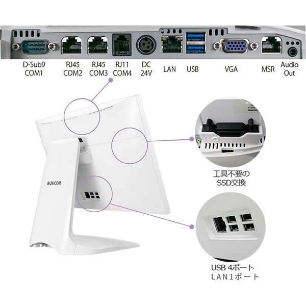 タッチパネルPC オンライン資格確認端末 Seav-15w-ap II (Core i5-7200U/8GB/SSD・256GB/光学ドライブなし/Windows 10 Enterprise2019 LTSC/Officeなし/15.6型/白)