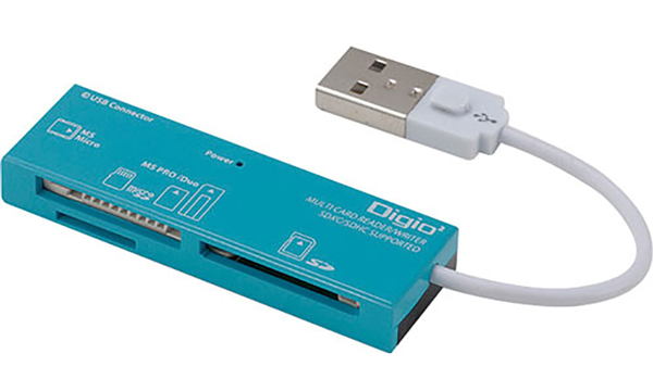 USB2.0 マルチカードリーダー・ライター ブルー