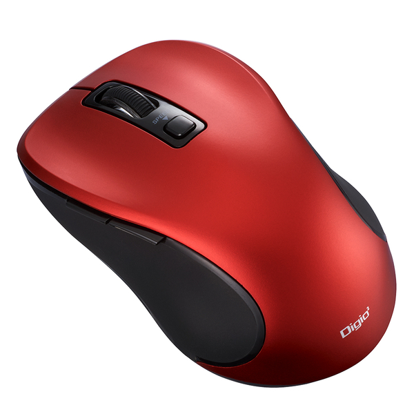 Bluetooth 静音 5ボタンBlueLED マウス レッド