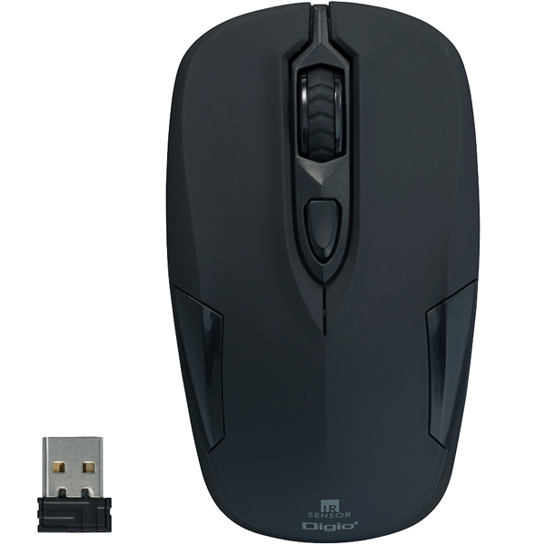 Digio2 無線 静音 3ボタン IR LED マウス ブラック