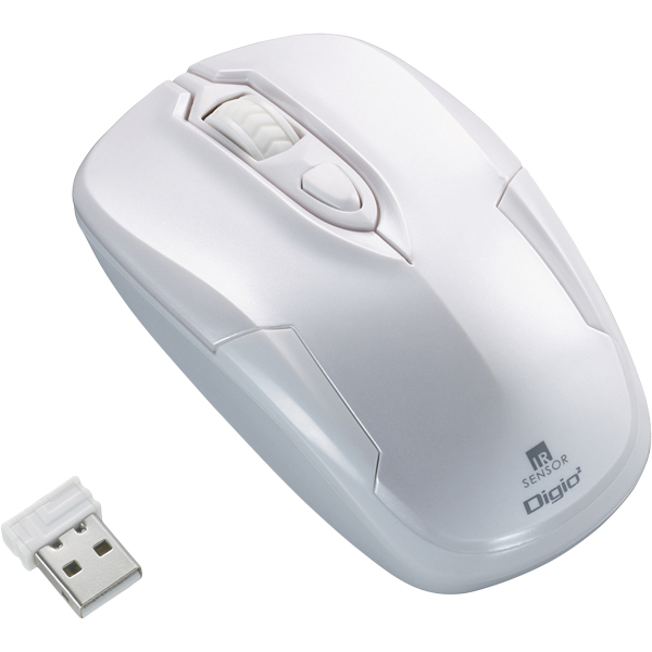 Digio2 無線 静音 3ボタン IR LED マウス ホワイト