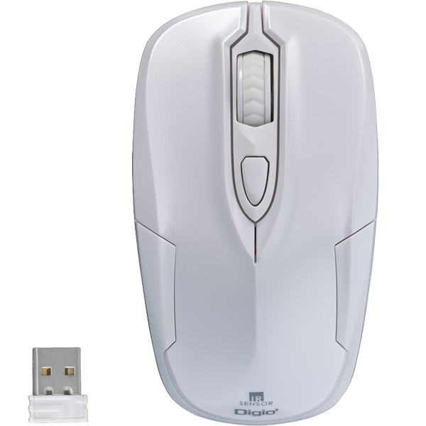 Digio2 無線 静音 3ボタン IR LED マウス ホワイト