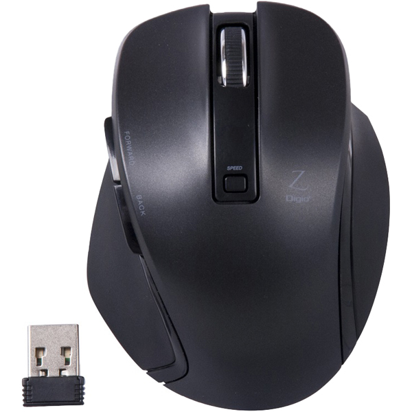 2.4GHz ワイヤレスマウス 5ボタン BlueLED Sサイズ ブラック