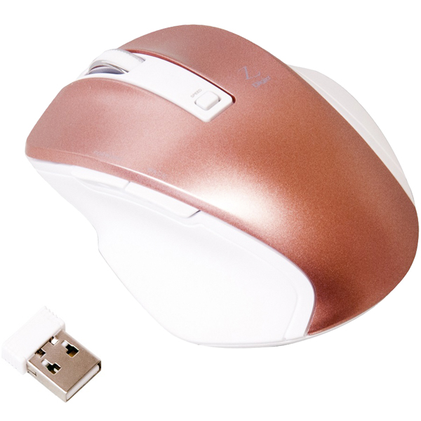 2.4GHz ワイヤレスマウス 5ボタン BlueLED Sサイズ ピンク