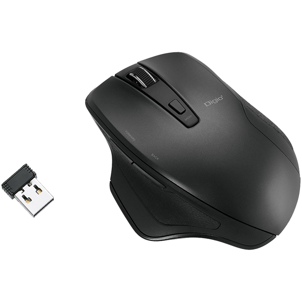 無線 静音 5ボタン BlueLED マウス ブラック