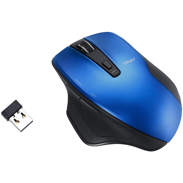 無線 静音 5ボタン BlueLED マウス ブルー