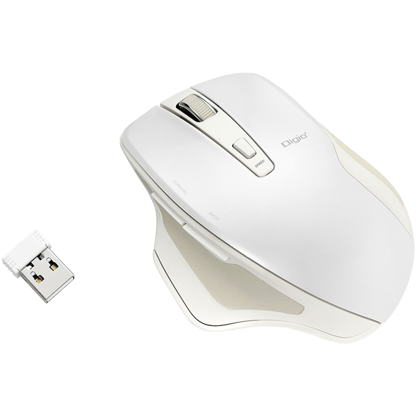 無線 静音 5ボタン BlueLED マウス ホワイト