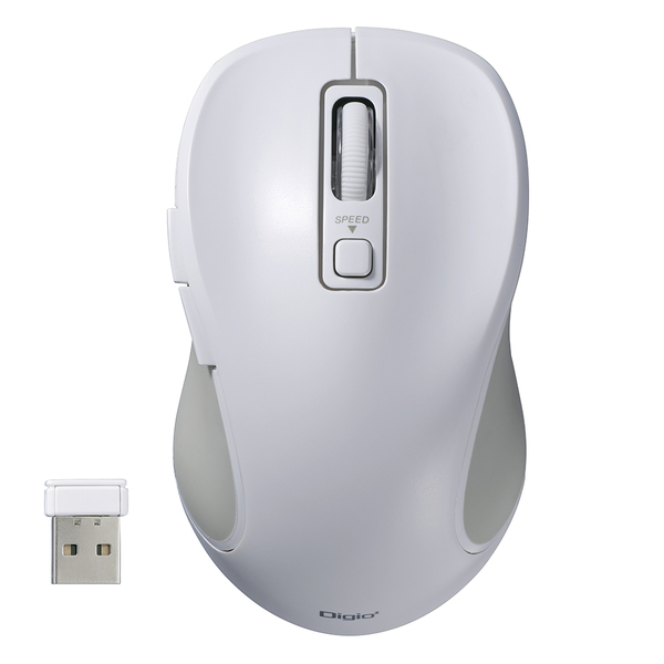 無線 静音 5ボタン BlueLED ワイヤレスマウス ホワイト
