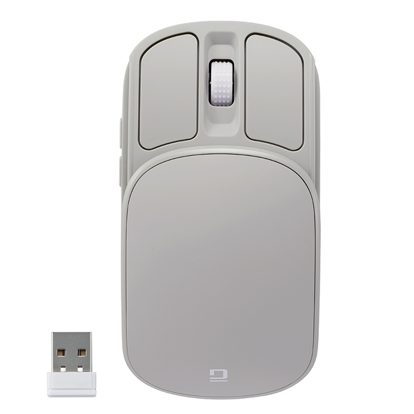 無線 静音 5ボタン コンパクトマウス 充電式 スライドカバー BlueLED グレージュ