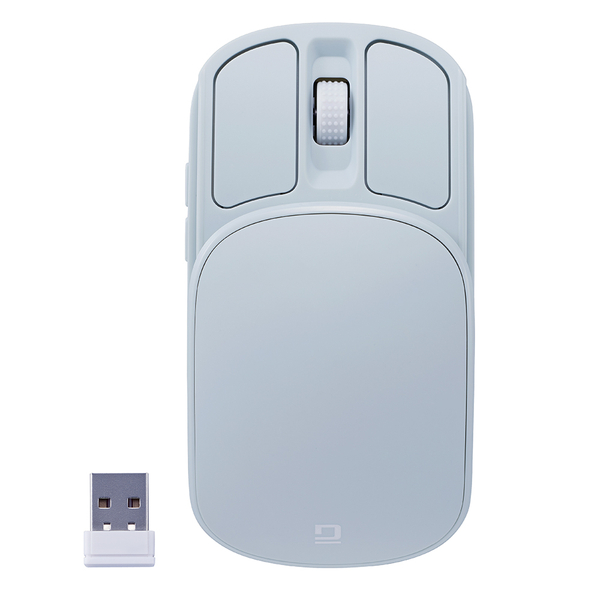 無線 静音 5ボタン コンパクトマウス 充電式 スライドカバー BlueLED ミント