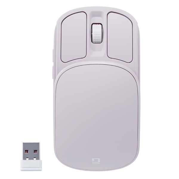 無線 静音 5ボタン コンパクトマウス 充電式 スライドカバー BlueLED スモーキーピンク