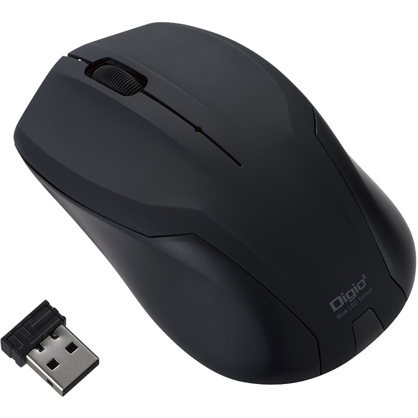 マウス 無線 静音 3ボタン BlueLED ブラック