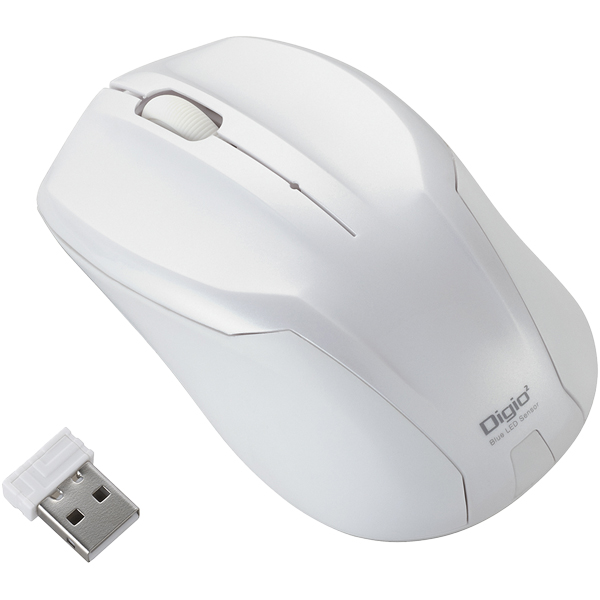 マウス 無線 静音 3ボタン BlueLED ホワイト