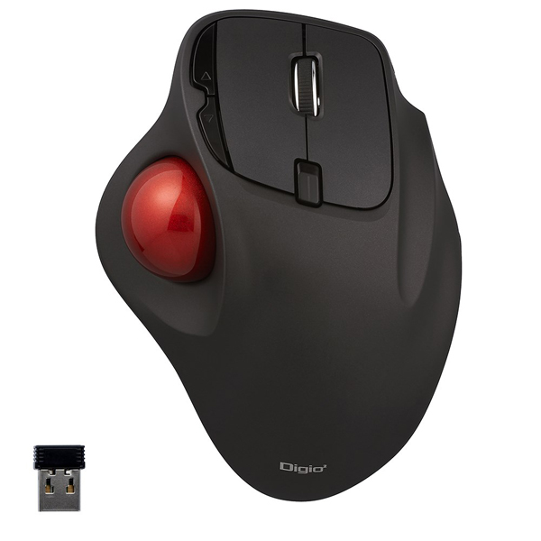 マウス 無線 トラックボール 5ボタン 光学式 ブラック