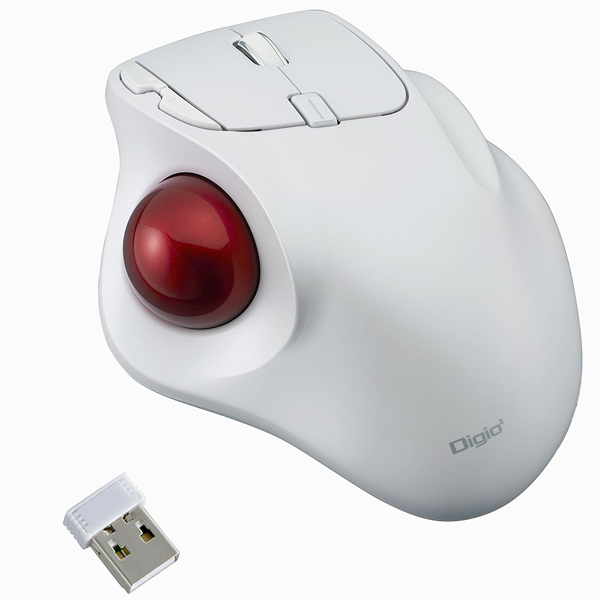 マウス 無線 トラックボール 5ボタン 光学式 ホワイト