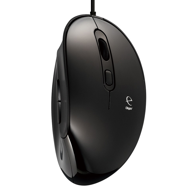 Digio2 エルゴノミクスマウス 有線 静音 5ボタン BlueLED ブラック