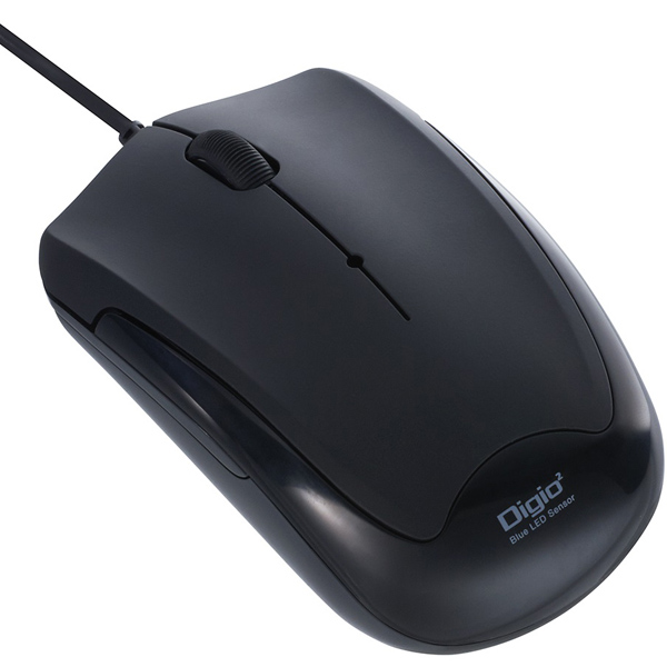 有線 3ボタン BlueLEDマウス 静音 ブラック