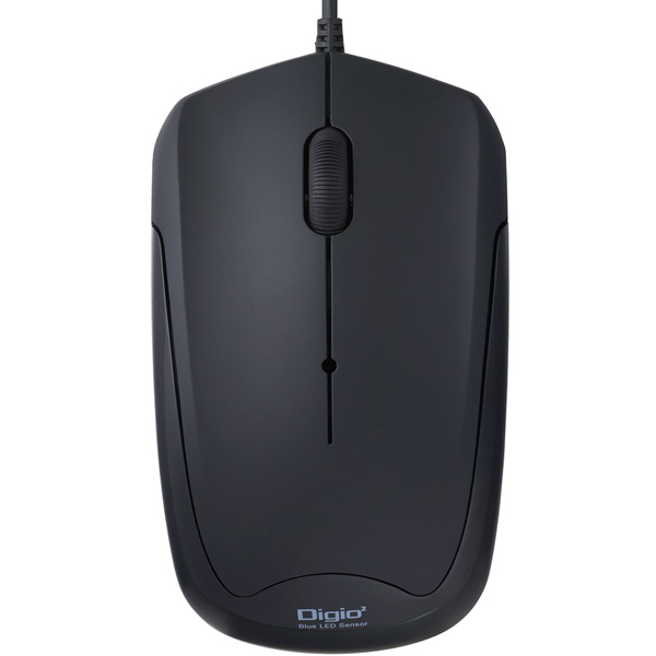 有線 3ボタン BlueLEDマウス 静音 ブラック