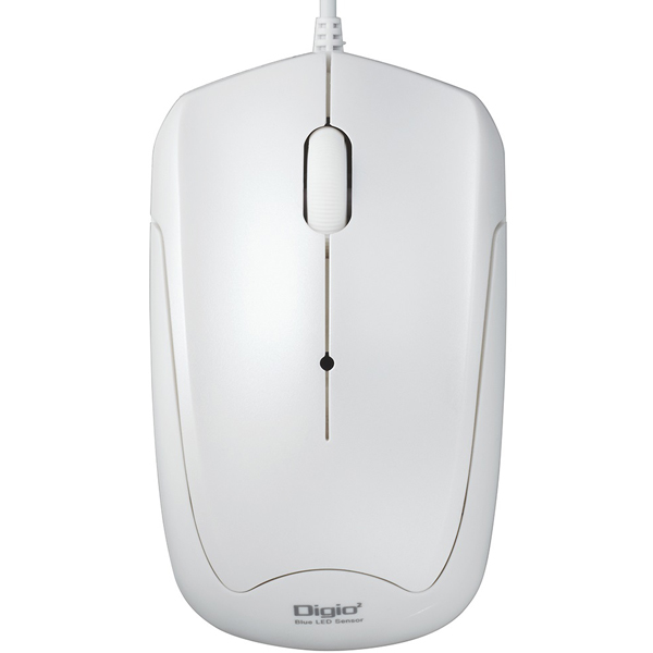 有線 3ボタン BlueLEDマウス 静音 ホワイト