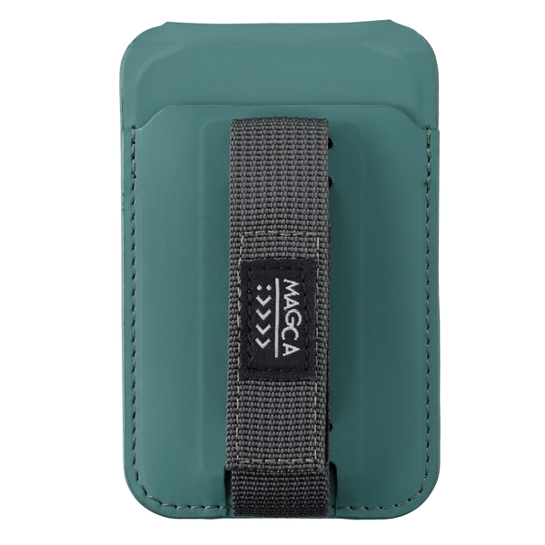 MAGCA マグネット式カード型 iPhoneスタンド ハンドベルト付き MagSafe 対応 グリーン