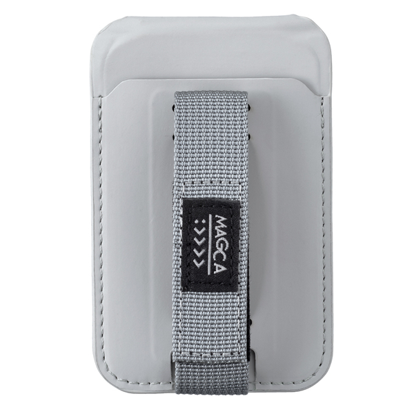 MAGCA マグネット式カード型 iPhoneスタンド ハンドベルト付き MagSafe 対応 グレー