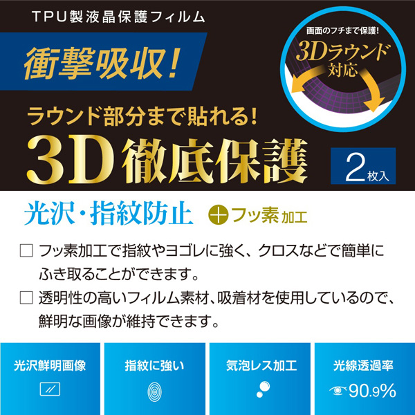 Apple Watch Series4 44mm用 TPU防指紋 液晶保護フィルム 2枚入