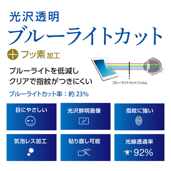 iPad 10.2インチ 2019用 液晶保護フィルム ブルーライトカット 光沢