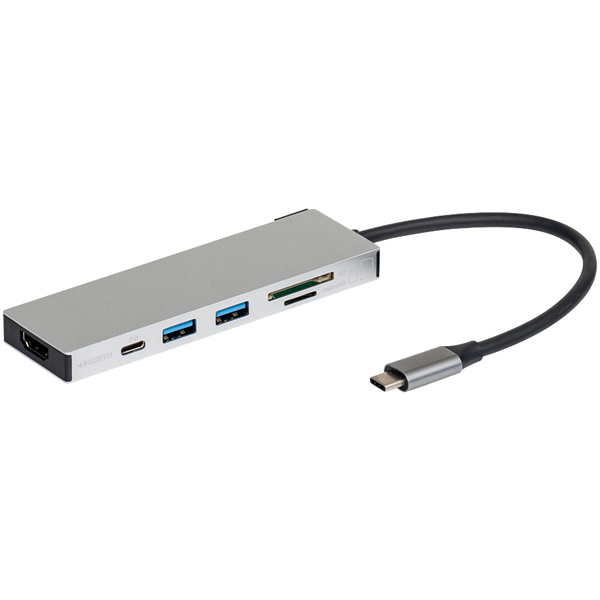 Digio2 PD対応 USB Type-C アルミ ドッキングステーション 15cm シルバー