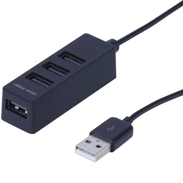 USB2.0ハブ 4ポート 0.3m ブラック