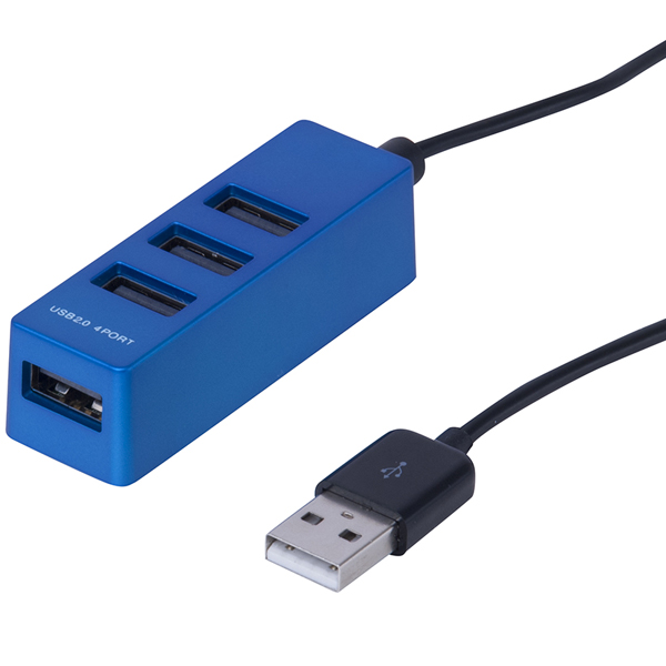 USB2.0ハブ 4ポート 0.3m ブルー