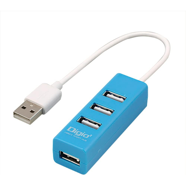 USBハブ USB2.0 4ポート15cm ブルー