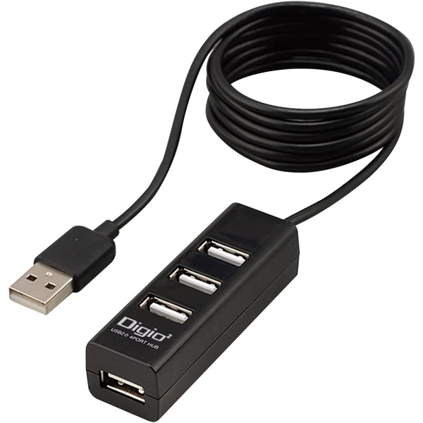USBハブ USB2.0 4ポート120cm ブラック