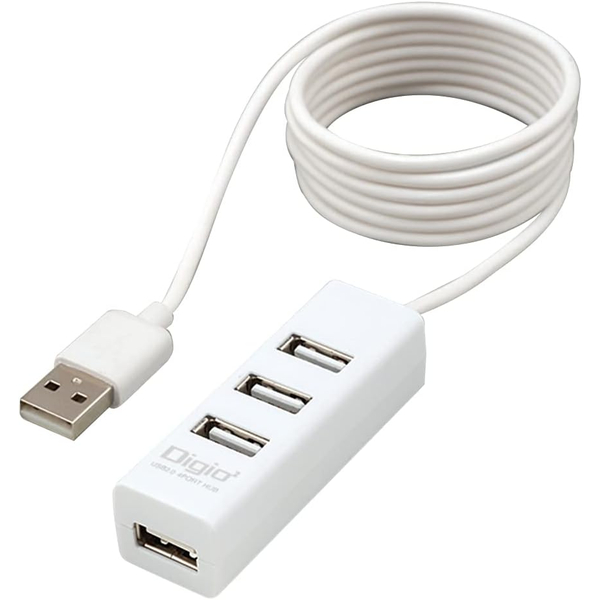 USBハブ USB2.0 4ポート120cm ホワイト