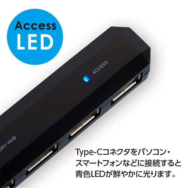 USB2.0 Type-C 4ポートハブ ブラック