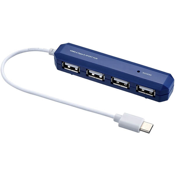 USB2.0 Type-C 4ポートハブ ブルー