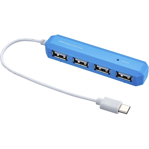 USB2.0 Type-C 4ポートハブ ライトブルー