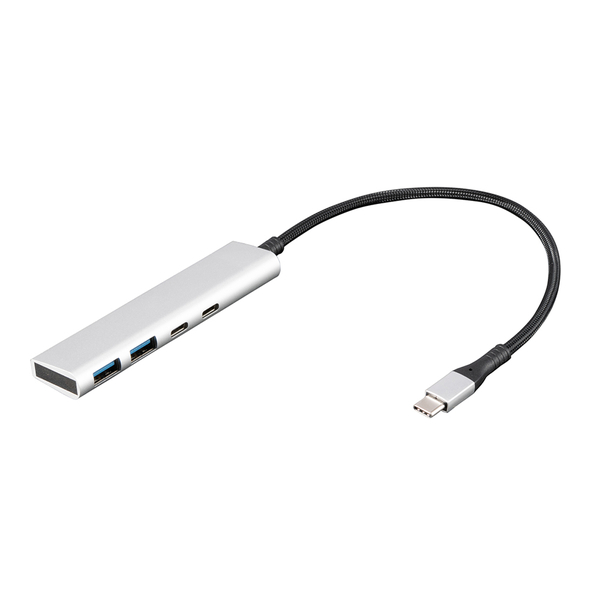 USB3.2 Gen1 Type-C 4ポート Cx2/Ax2 アルミ USBハブ シルバー