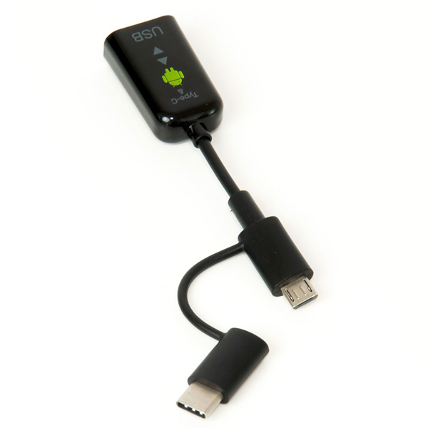 変換ケーブル USB［A］メス-［Type-C］オス/［MicroB］オス 10cm ブラック