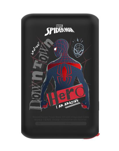 BoostCharge 20W ケーブル内蔵 モバイルバッテリー 10000mAh スパイダーマン
