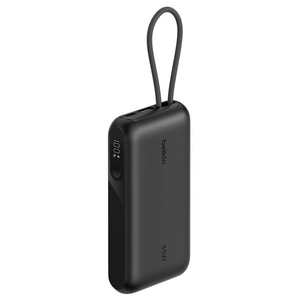 UltraCharge ケーブル内蔵 ディスプレイ付きモバイルバッテリー 10000mAh ブラック