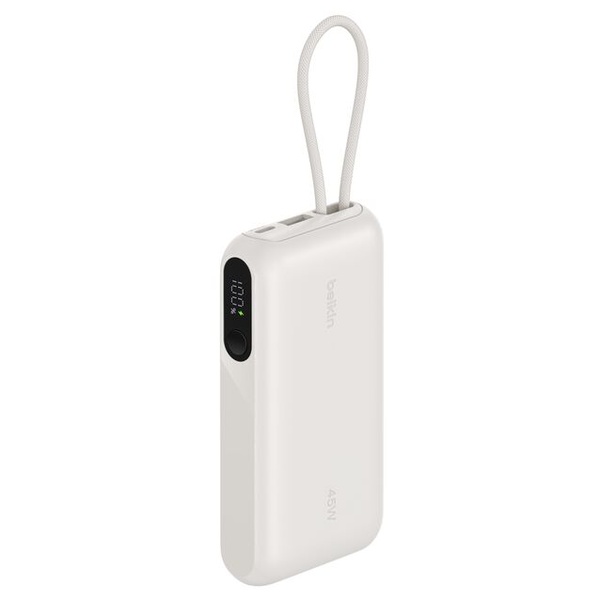 UltraCharge ケーブル内蔵 ディスプレイ付きモバイルバッテリー 10000mAh サンド