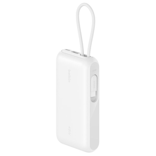 UltraCharge ケーブル内蔵 ディスプレイ付きモバイルバッテリー 10000mAh ホワイト