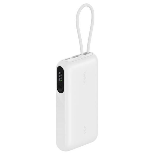 UltraCharge ケーブル内蔵 ディスプレイ付きモバイルバッテリー 10000mAh ホワイト