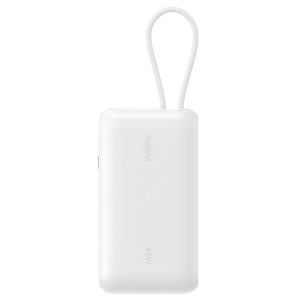 UltraCharge ケーブル内蔵 ディスプレイ付きモバイルバッテリー 10000mAh ホワイト