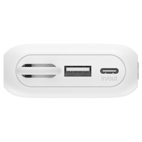 UltraCharge ケーブル内蔵 ディスプレイ付きモバイルバッテリー 10000mAh ホワイト