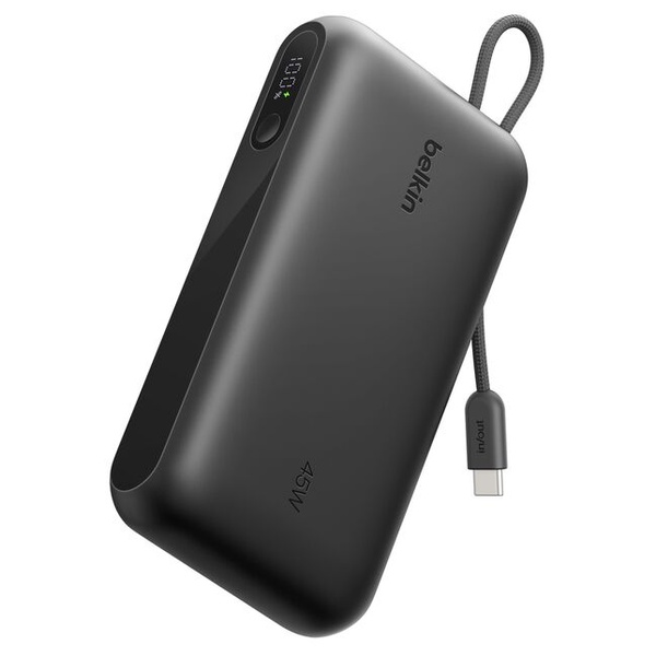 UltraCharge ケーブル内蔵 ディスプレイ付きモバイルバッテリー 20000mAh ブラック