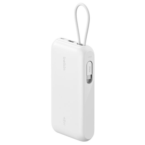 UltraCharge ケーブル内蔵 ディスプレイ付きモバイルバッテリー 20000mAh ホワイト