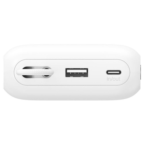 UltraCharge ケーブル内蔵 ディスプレイ付きモバイルバッテリー 20000mAh ホワイト